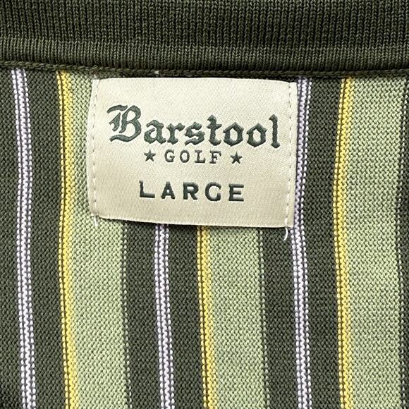 Barstool Golf Sweater Cardigan L Olive Green Stripe Button Up Long Sleeve Logo - Picture 5 of 9